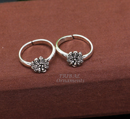 925 sterling silver handmade fabulous peacock design toe ring band tribal belly dance vintage style ethnic tribal brides jewelry ytr62 - TRIBAL ORNAMENTS