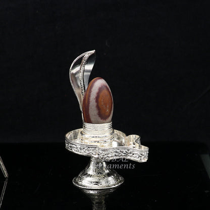 925 Sterling silver Lord Shiva Lingam stand/ Jalheri, use for put/hold Shiva Lingam handmade puja article su966 - TRIBAL ORNAMENTS