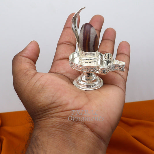 925 Sterling silver Lord Shiva Lingam stand/ Jalheri, use for put/hold Shiva Lingam handmade puja article su966 - TRIBAL ORNAMENTS