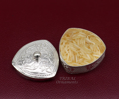 925 sterling silver trinket box, kajal box/casket box bridal polygon shape sindur box collection, container box, eyeliner box gifting stb399 - TRIBAL ORNAMENTS