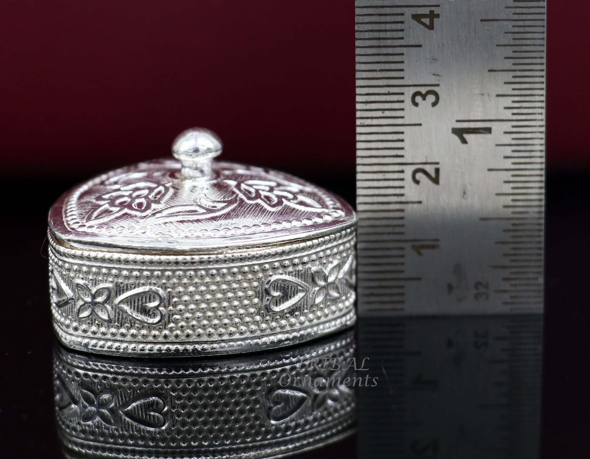 925 sterling silver trinket box, kajal box/casket box bridal polygon shape sindur box collection, container box, eyeliner box gifting stb399 - TRIBAL ORNAMENTS