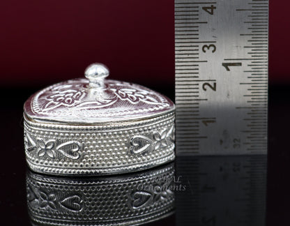 925 sterling silver trinket box, kajal box/casket box bridal polygon shape sindur box collection, container box, eyeliner box gifting stb399 - TRIBAL ORNAMENTS