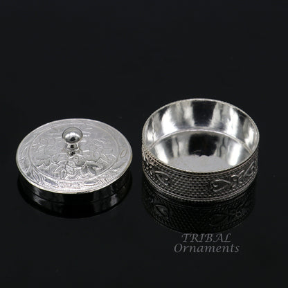 925 sterling silver unique antique design handmade brides eyes kajal box, surma box, kumkum sindur box, small trinket box article stb403 - TRIBAL ORNAMENTS