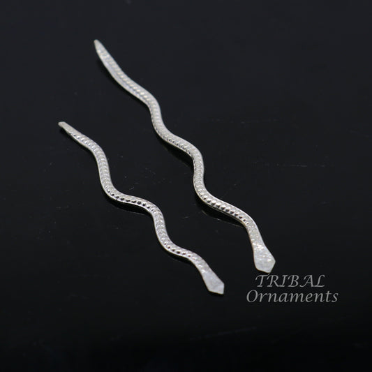 Sterling silver handmade Nag Nagin snake joda pair for puja or worshipping su967 - TRIBAL ORNAMENTS