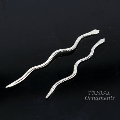 Sterling silver handmade Nag Nagin snake joda pair for puja or worshipping su967 - TRIBAL ORNAMENTS
