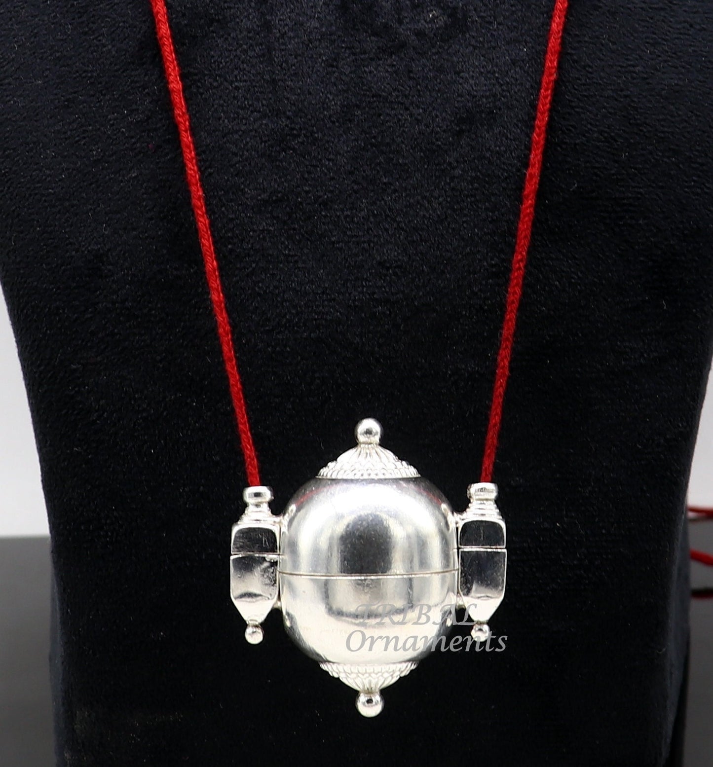 Sterling silver handmade vintage style lord Shiva lingam box pendant, unique stylish box pendant, casket box south india jewelry nsp553 - TRIBAL ORNAMENTS