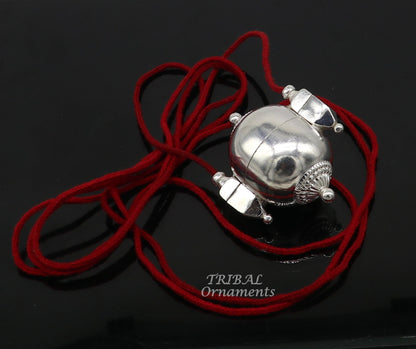 Sterling silver handmade vintage style lord Shiva lingam box pendant, unique stylish box pendant, casket box south india jewelry nsp553 - TRIBAL ORNAMENTS