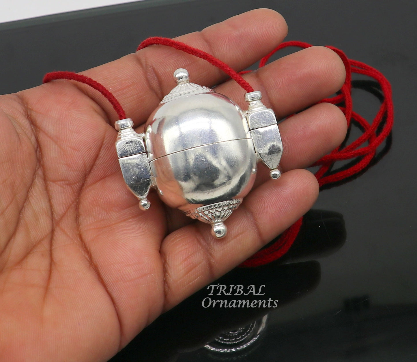 Sterling silver handmade vintage style lord Shiva lingam box pendant, unique stylish box pendant, casket box south india jewelry nsp553 - TRIBAL ORNAMENTS