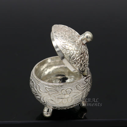 vintage style 925 sterling silver unique antique design handmade brides eyes kajal box, kumkum sindur box, small trinket box article stb398 - TRIBAL ORNAMENTS