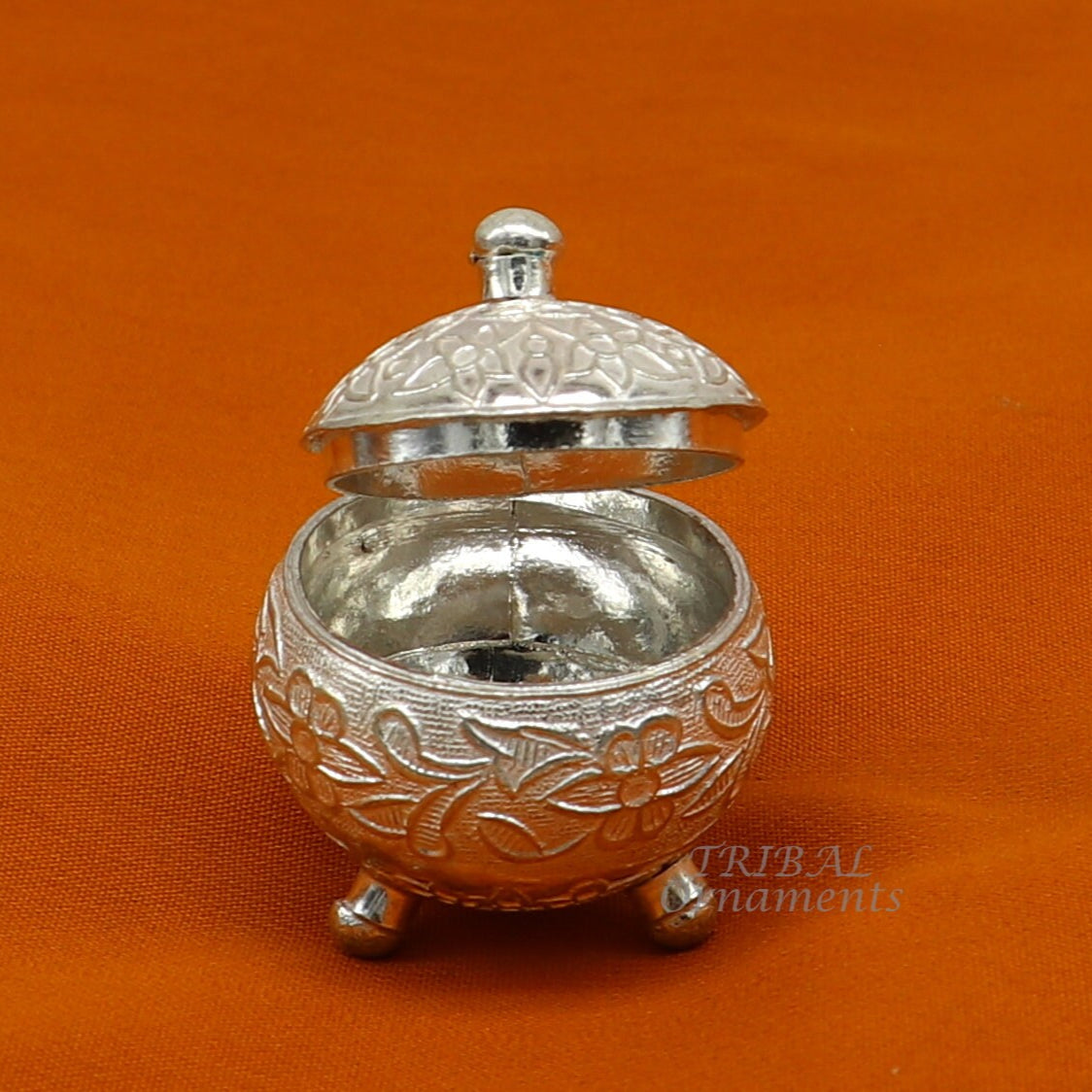 vintage style 925 sterling silver unique antique design handmade brides eyes kajal box, kumkum sindur box, small trinket box article stb398 - TRIBAL ORNAMENTS