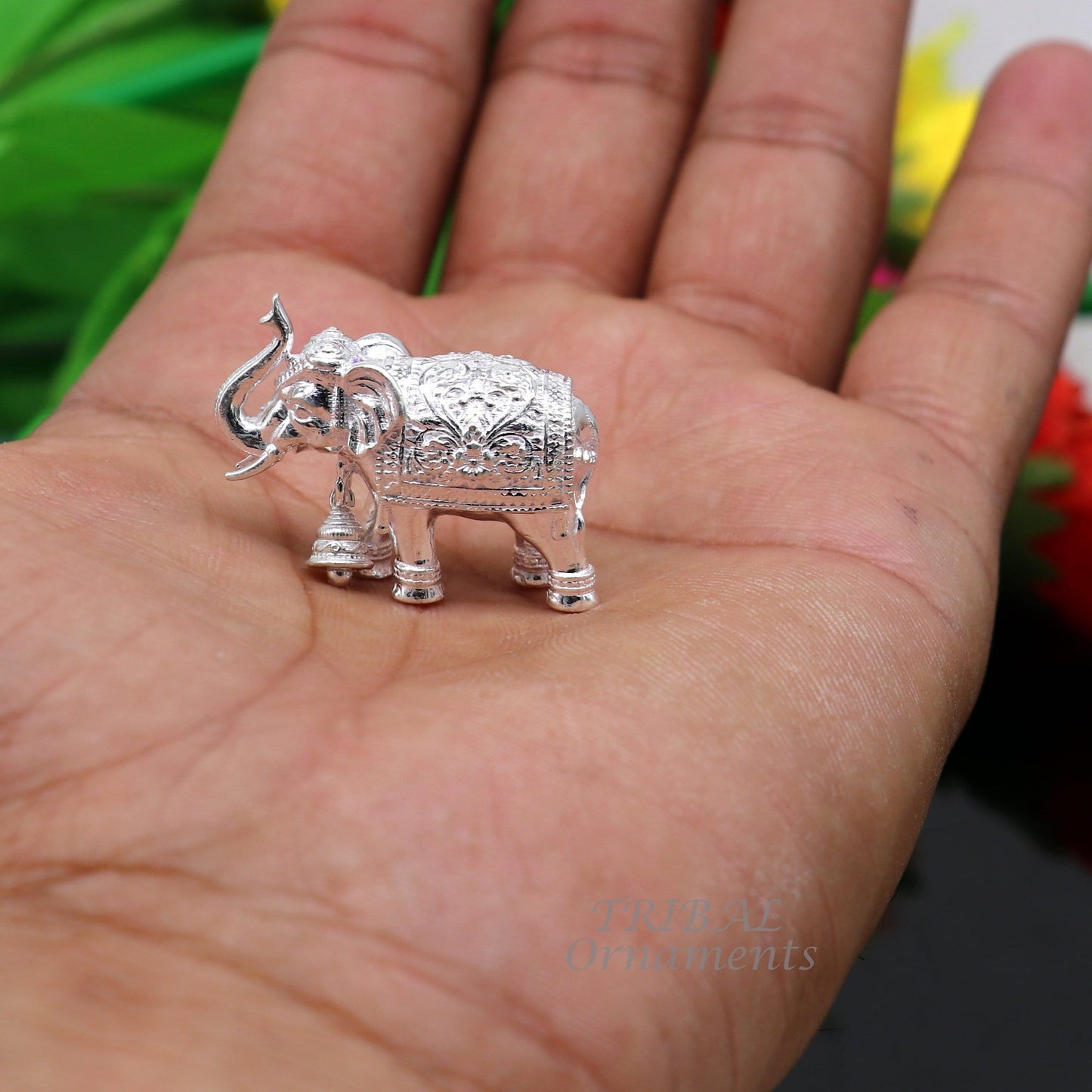 Sollid 925 Sterling silver Divine Elephant statues, puja articles figurines, best silver article for your homes wealth and prosperity art569 - TRIBAL ORNAMENTS