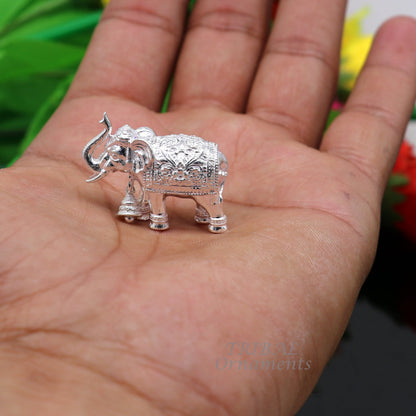 Sollid 925 Sterling silver Divine Elephant statues, puja articles figurines, best silver article for your homes wealth and prosperity art569 - TRIBAL ORNAMENTS