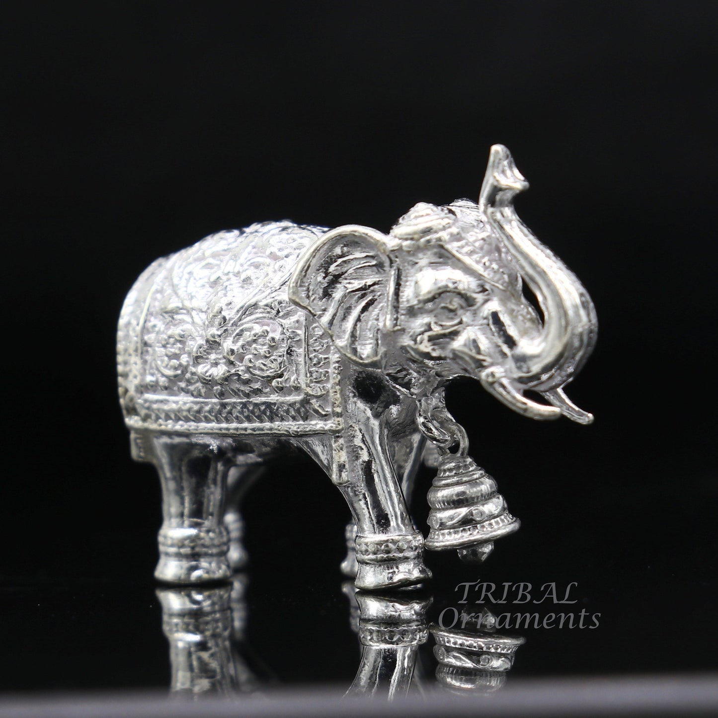 Sollid 925 Sterling silver Divine Elephant statues, puja articles figurines, best silver article for your homes wealth and prosperity art569 - TRIBAL ORNAMENTS
