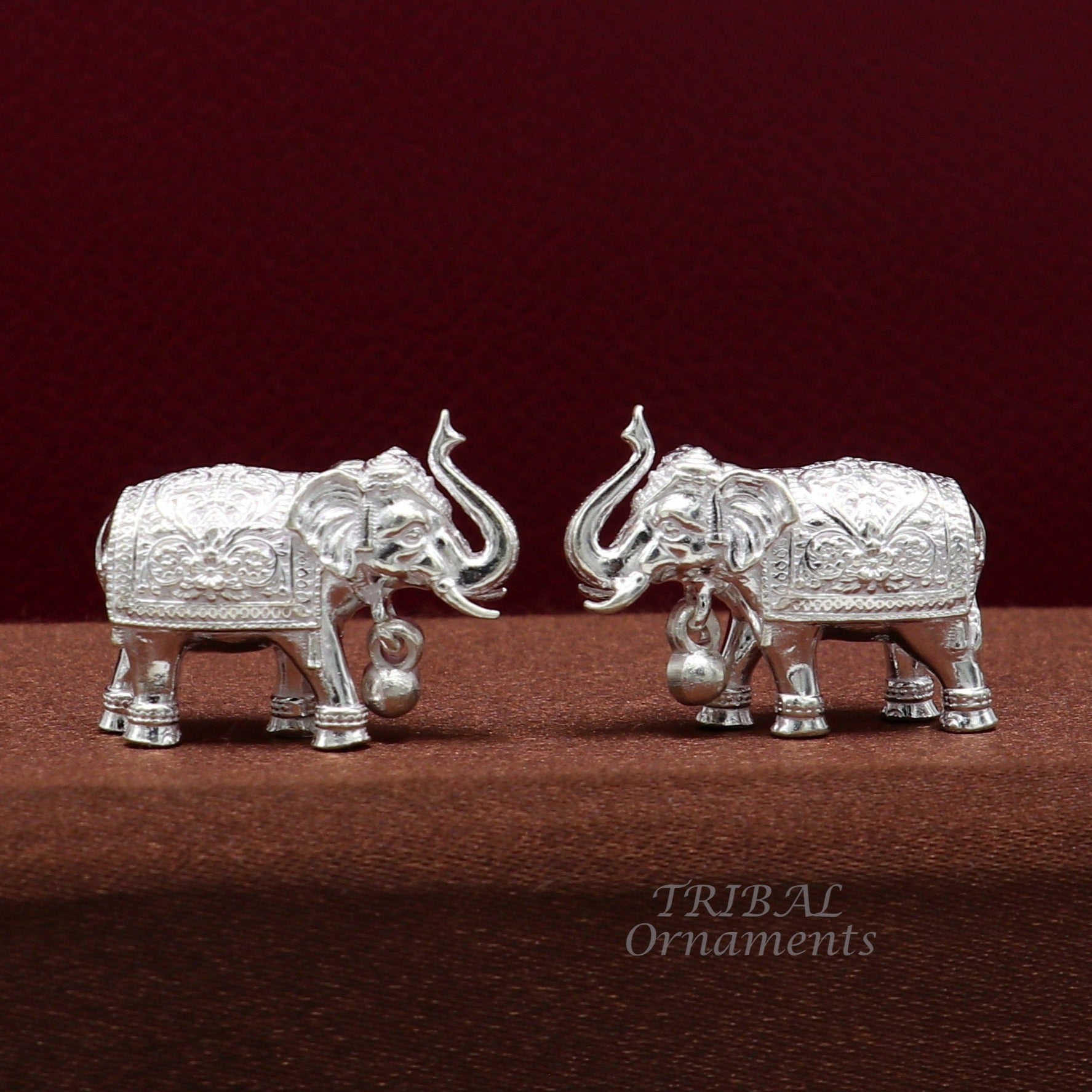 Divine 925 Sterling silver Divine Elephant statues, puja articles figurines, best silver article for your homes wealth and prosperity art570 - TRIBAL ORNAMENTS