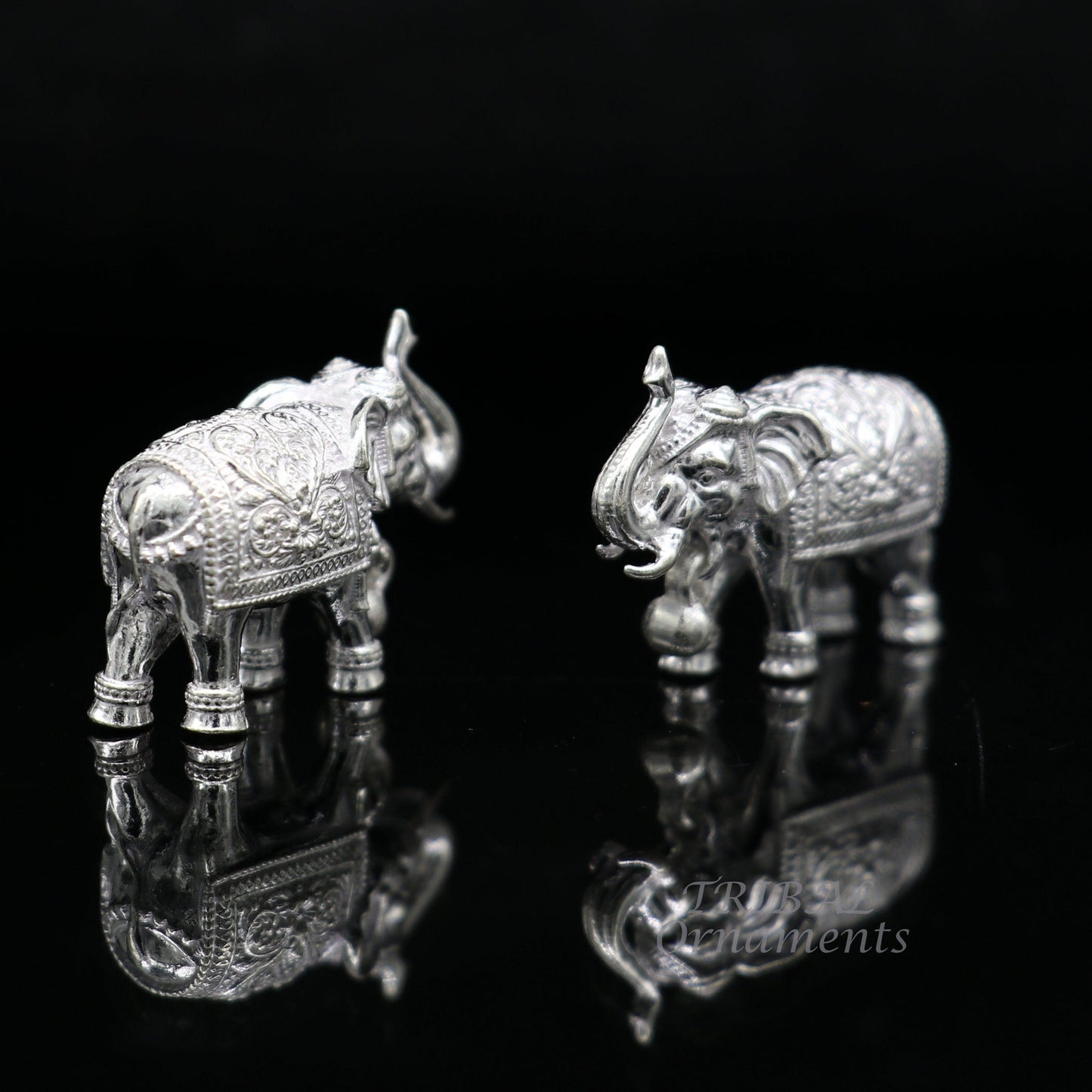 Divine 925 Sterling silver Divine Elephant statues, puja articles figurines, best silver article for your homes wealth and prosperity art570 - TRIBAL ORNAMENTS