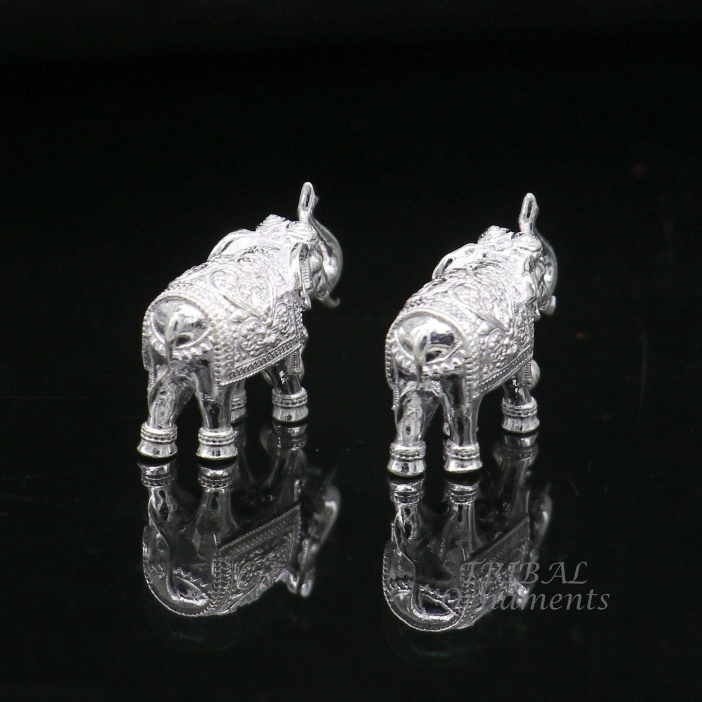 Divine 925 Sterling silver Divine Elephant statues, puja articles figurines, best silver article for your homes wealth and prosperity art570 - TRIBAL ORNAMENTS