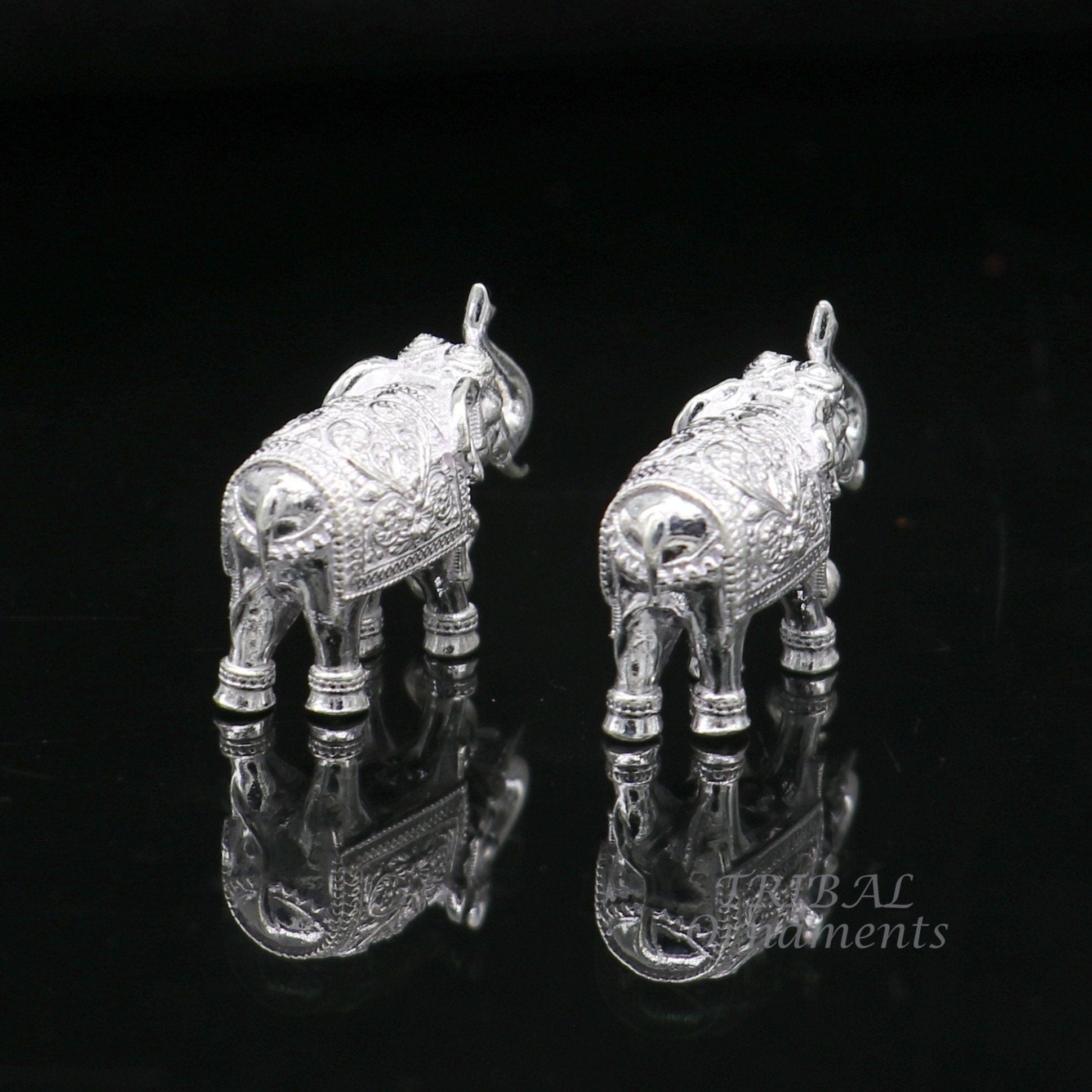 Divine 925 Sterling silver Divine Elephant statues, puja articles figurines, best silver article for your homes wealth and prosperity art570 - TRIBAL ORNAMENTS