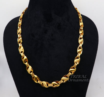 22K yellow gold handmade lotus chain necklace, men's and boys' luxury jewelry, 20-26 inch custom size, 916 hallmarked, TribalOrnaments