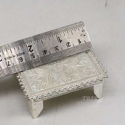 Vintage sterling silver small square table puja utensil by TribalOrnaments, handcrafted for home temple and puja rituals.