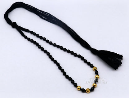 22kt yellow gold handmade wax beads and black beaded adjustable necklace, amazing single line choker for brides or girl's  set91 - TRIBAL ORNAMENTS