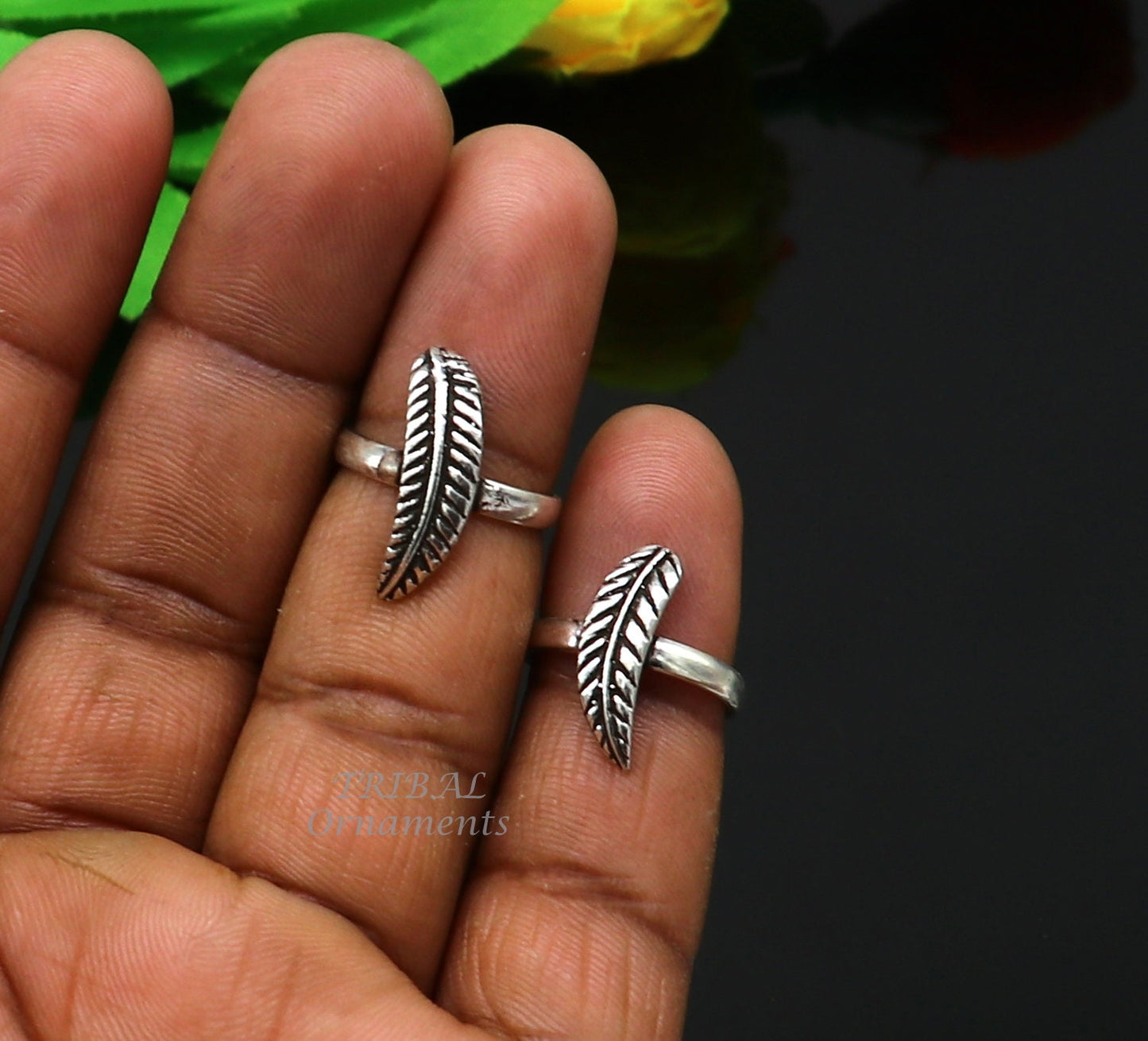 925 sterling silver amazing leaf design handmade toe ring, toe band stylish modern women's brides jewelry, india traditional jewelry ytr47 - TRIBAL ORNAMENTS