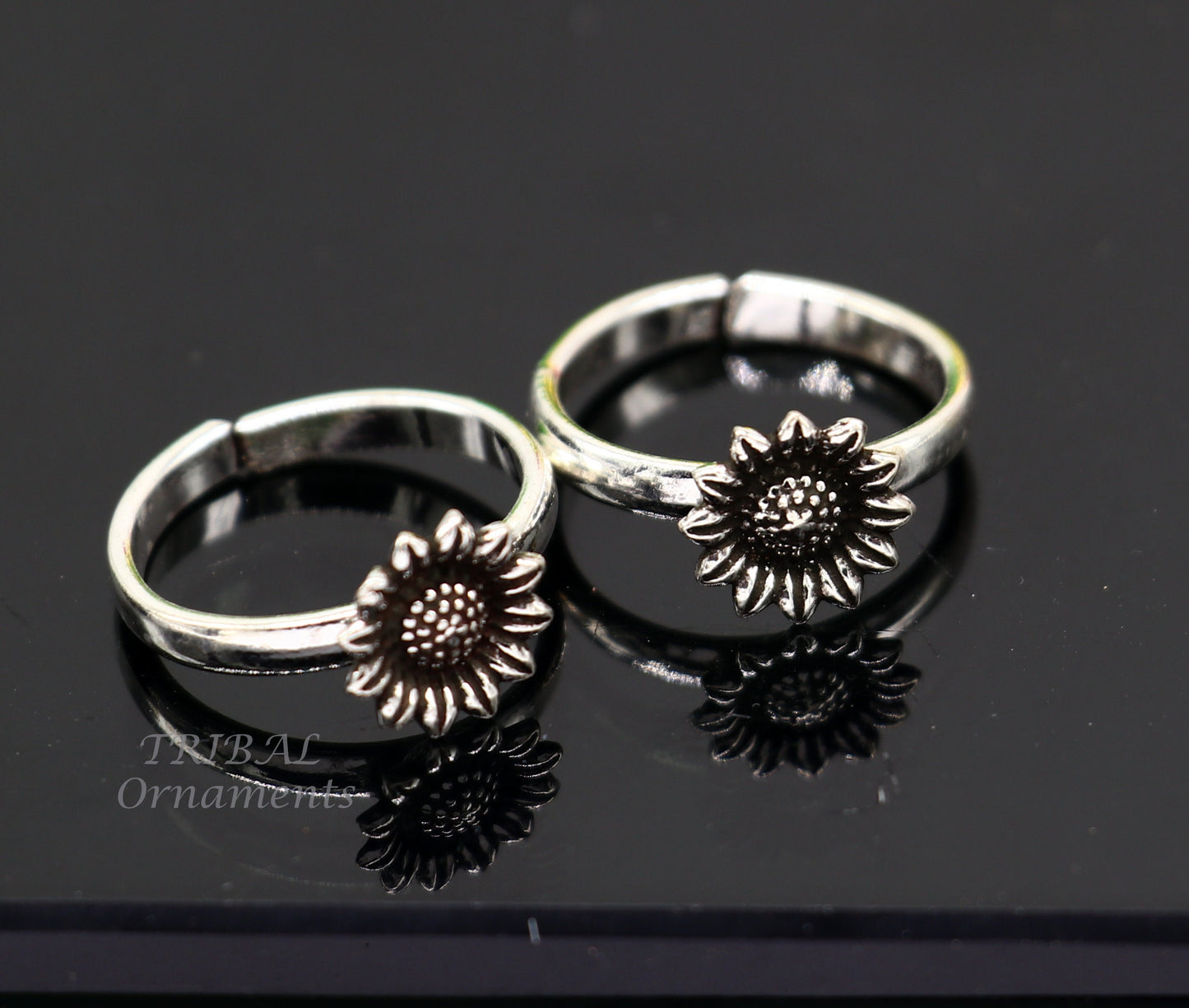 925 sterling silver elegant floral design handmade toe ring, toe band stylish modern women's brides jewelry, india traditional jewelry ytr43 - TRIBAL ORNAMENTS