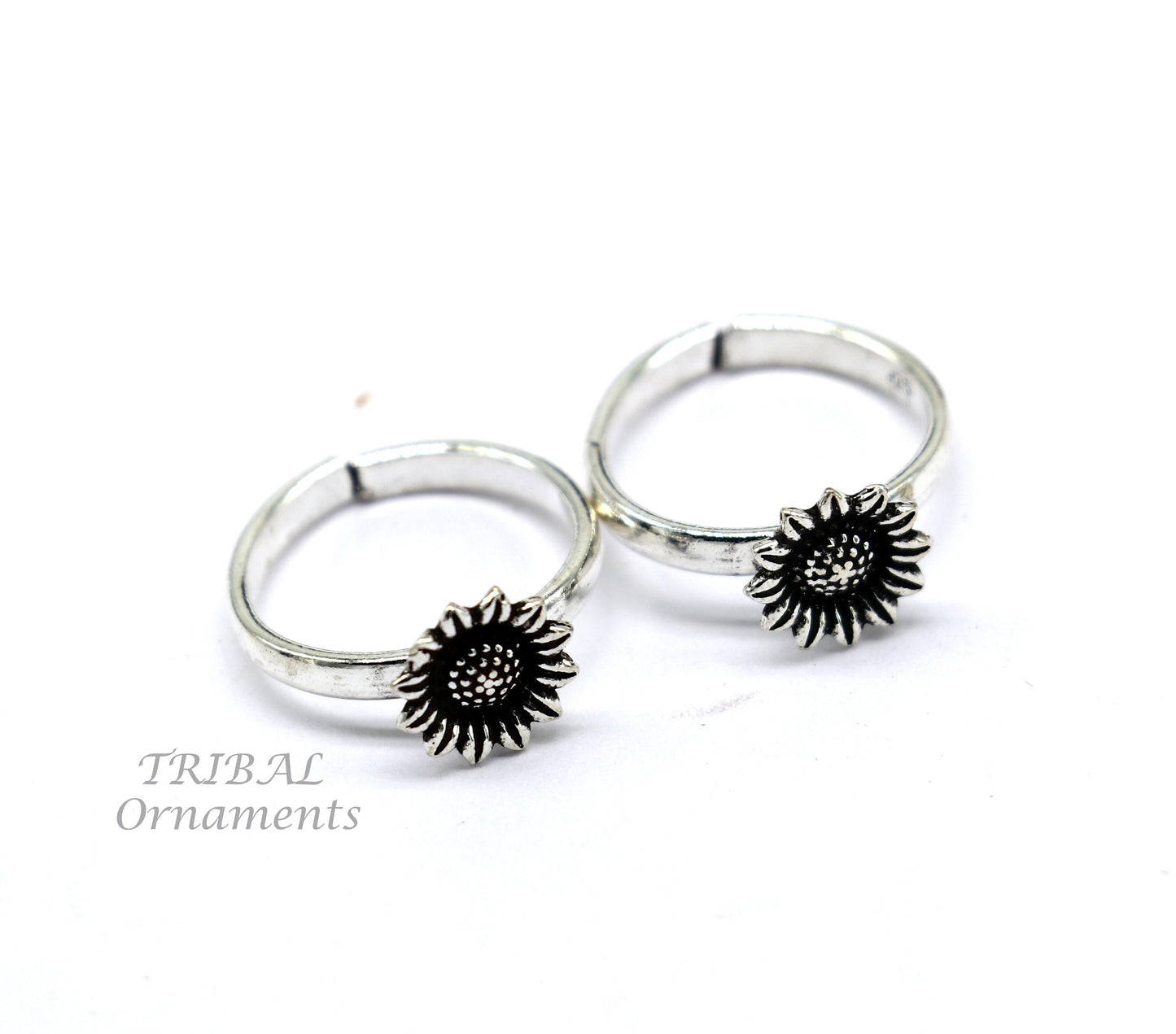 925 sterling silver elegant floral design handmade toe ring, toe band stylish modern women's brides jewelry, india traditional jewelry ytr43 - TRIBAL ORNAMENTS