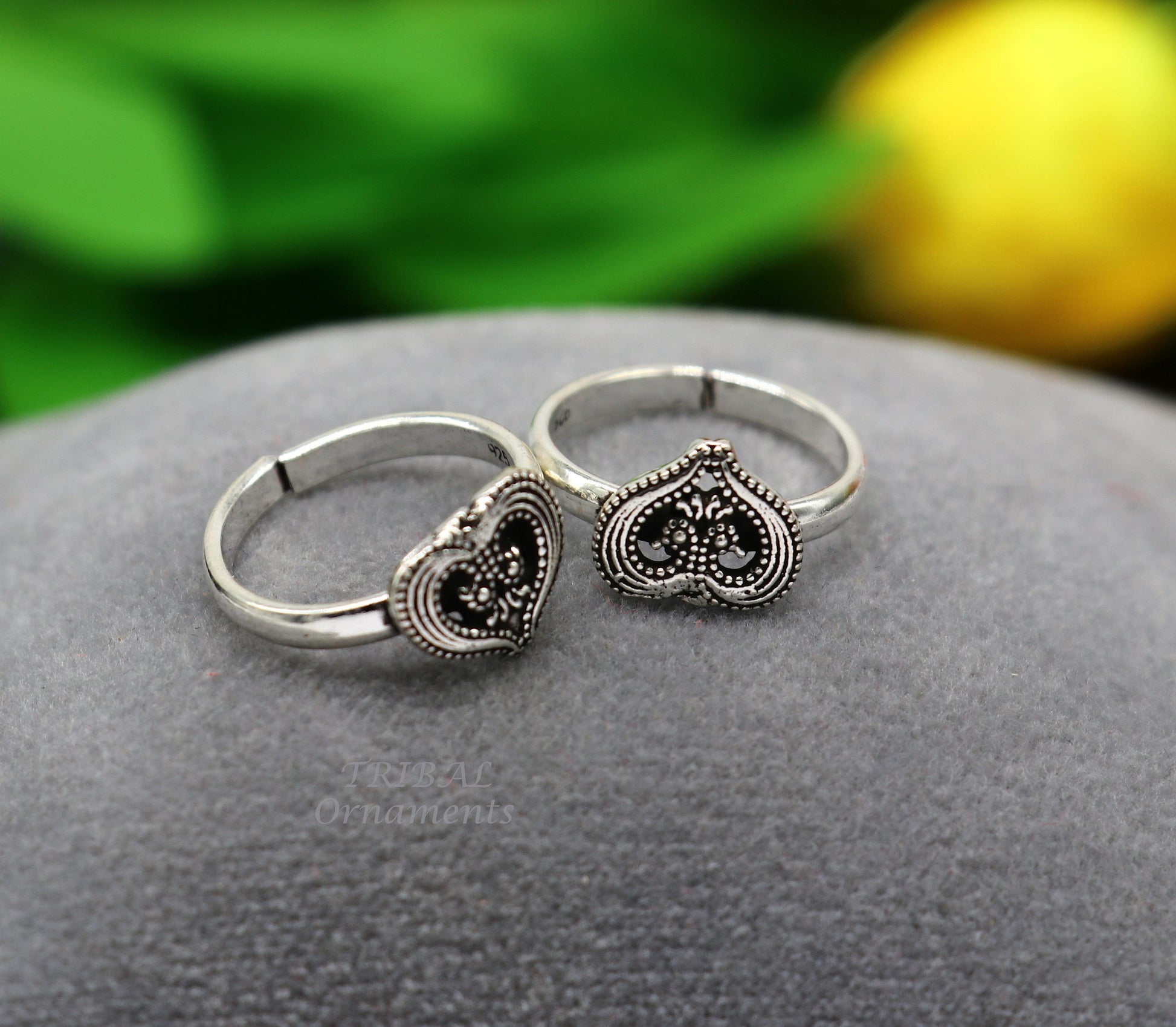 925 sterling silver gorgeous heart design handmade toe ring, toe band stylish women's brides jewelry, india traditional jewelry ytr51 - TRIBAL ORNAMENTS