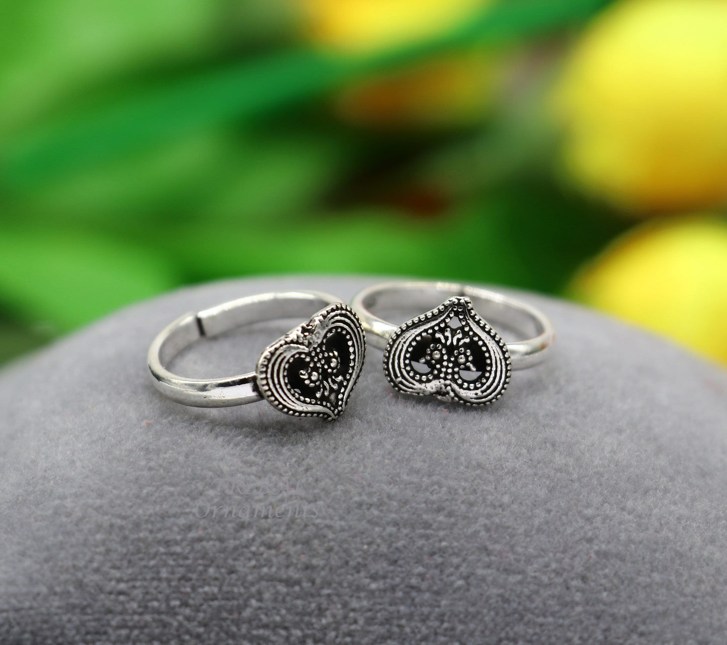 925 sterling silver gorgeous heart design handmade toe ring, toe band stylish women's brides jewelry, india traditional jewelry ytr51 - TRIBAL ORNAMENTS