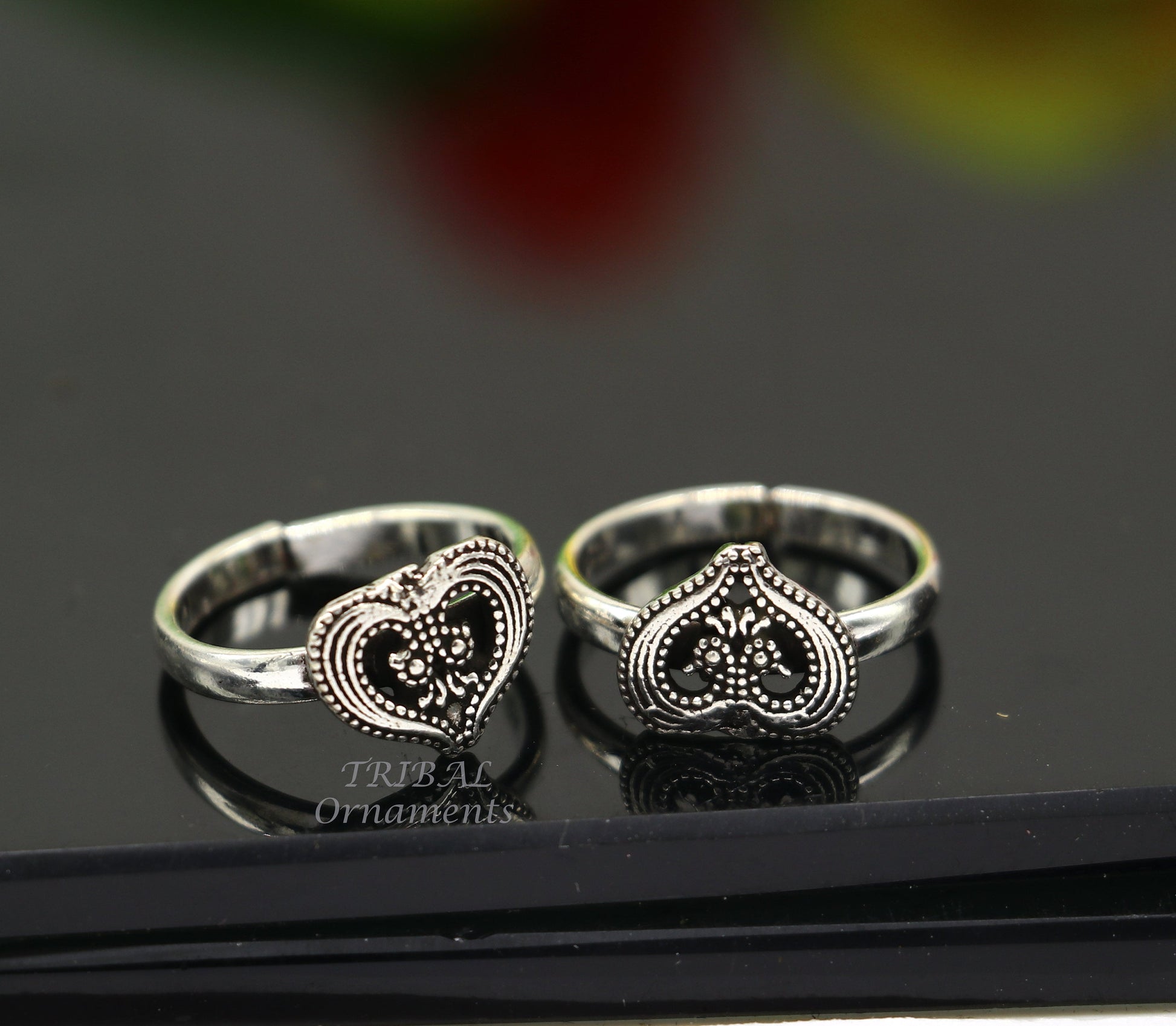 925 sterling silver gorgeous heart design handmade toe ring, toe band stylish women's brides jewelry, india traditional jewelry ytr51 - TRIBAL ORNAMENTS