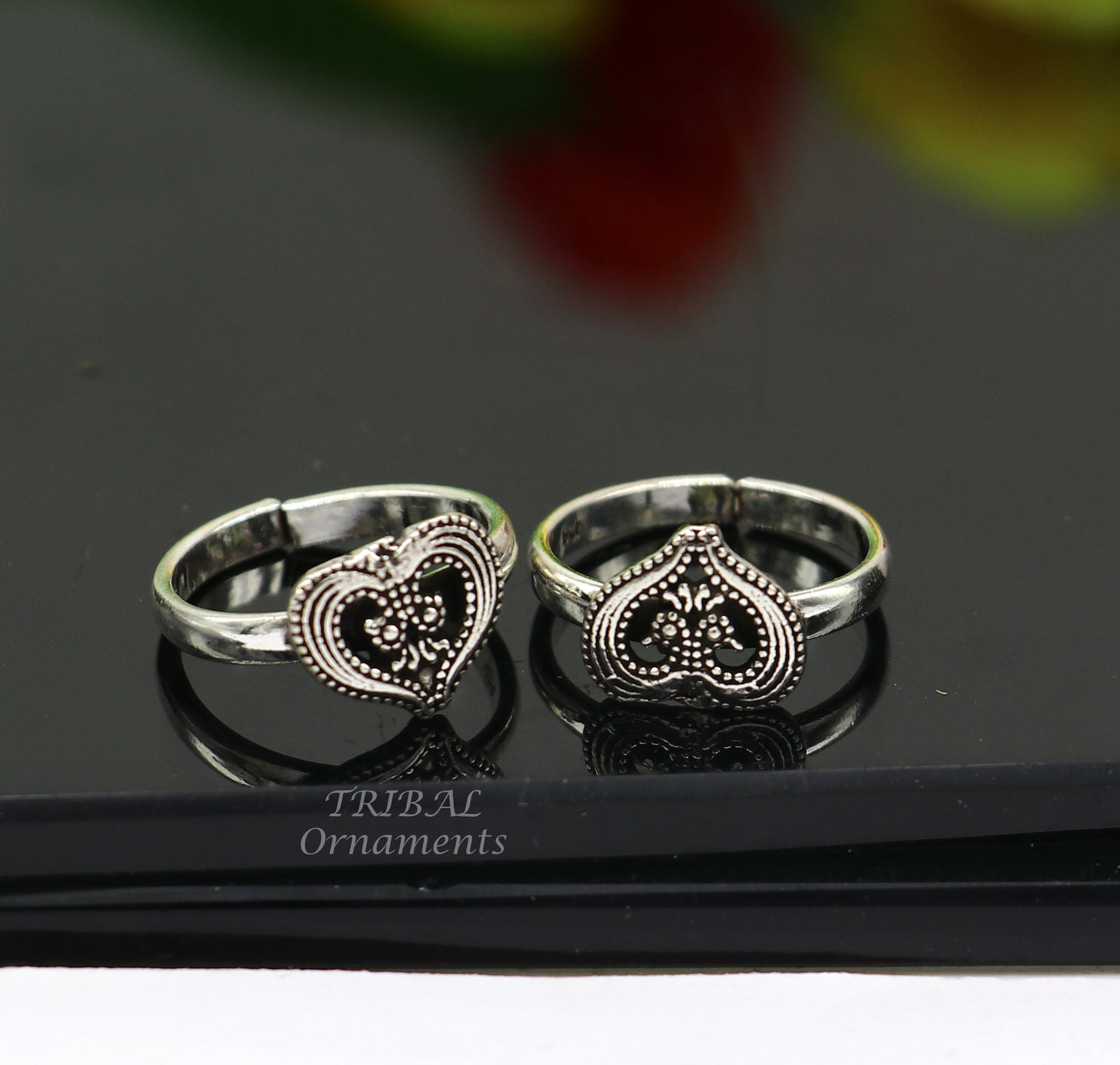925 sterling silver gorgeous heart design handmade toe ring, toe band stylish women's brides jewelry, india traditional jewelry ytr51 - TRIBAL ORNAMENTS