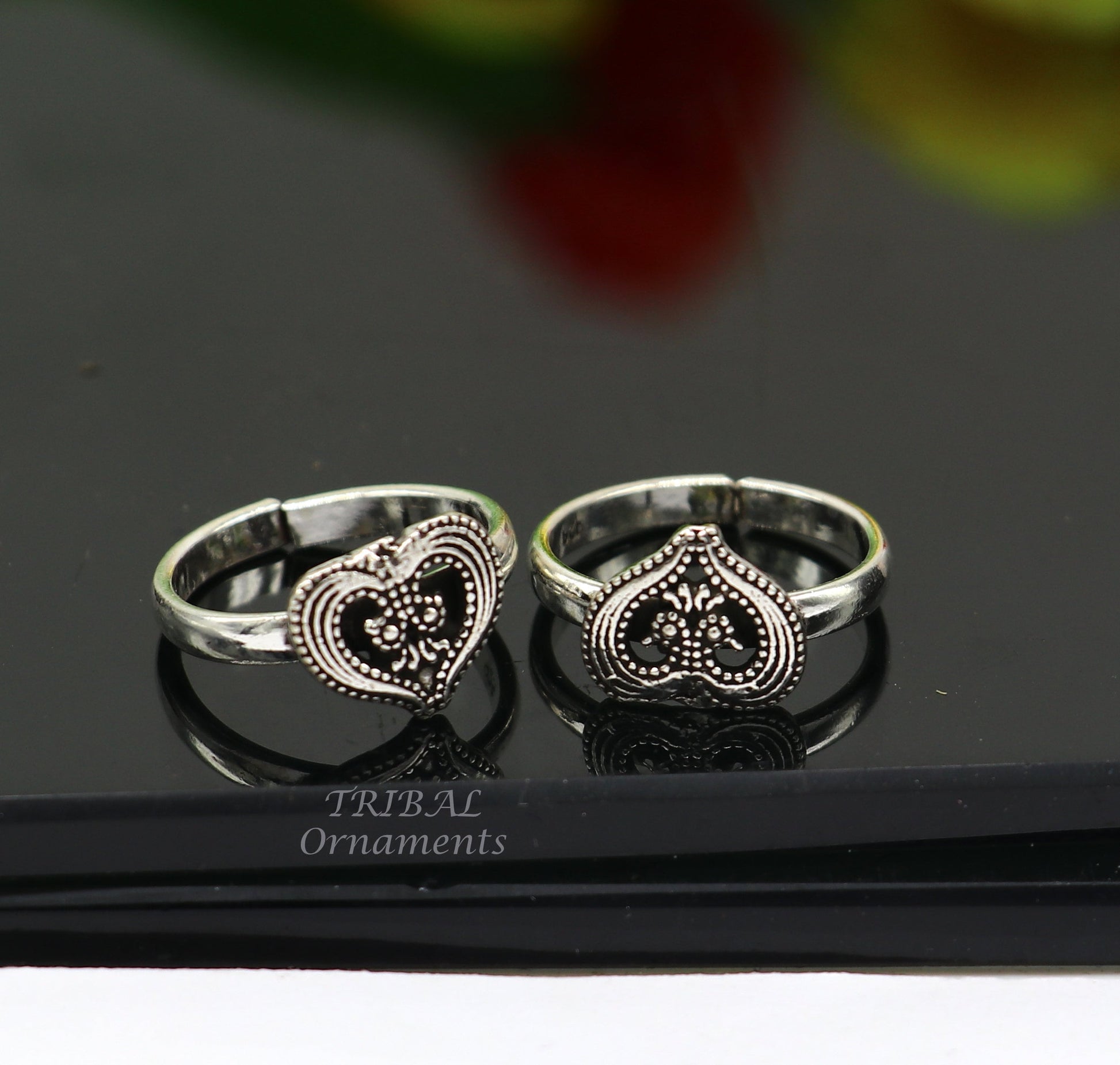925 sterling silver gorgeous heart design handmade toe ring, toe band stylish women's brides jewelry, india traditional jewelry ytr51 - TRIBAL ORNAMENTS