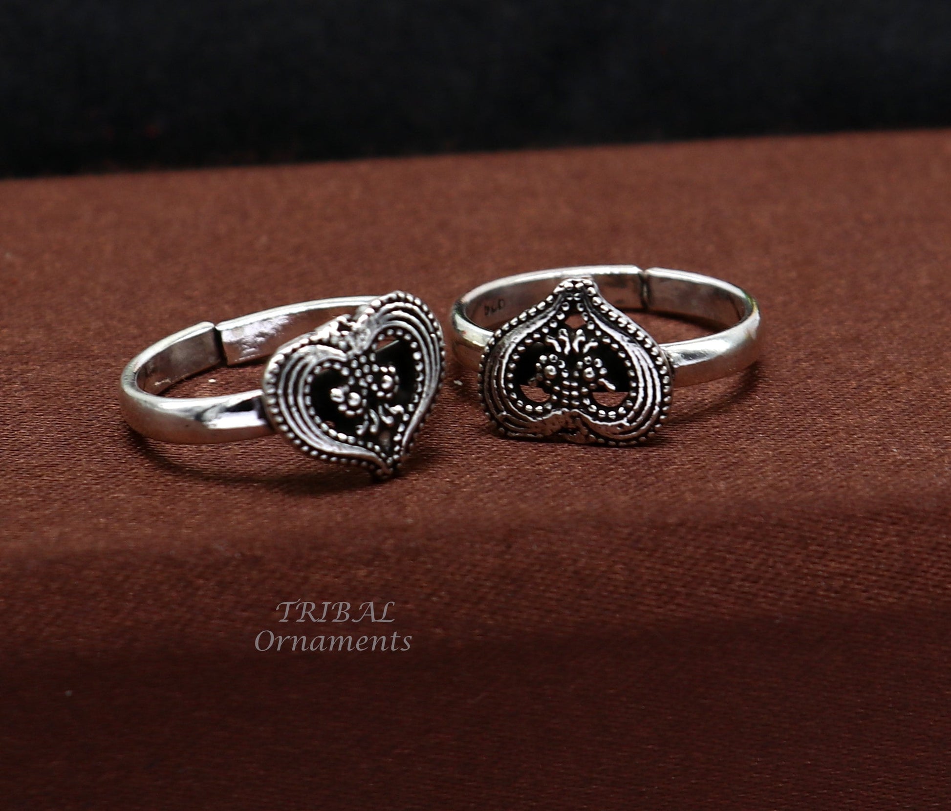 925 sterling silver gorgeous heart design handmade toe ring, toe band stylish women's brides jewelry, india traditional jewelry ytr51 - TRIBAL ORNAMENTS