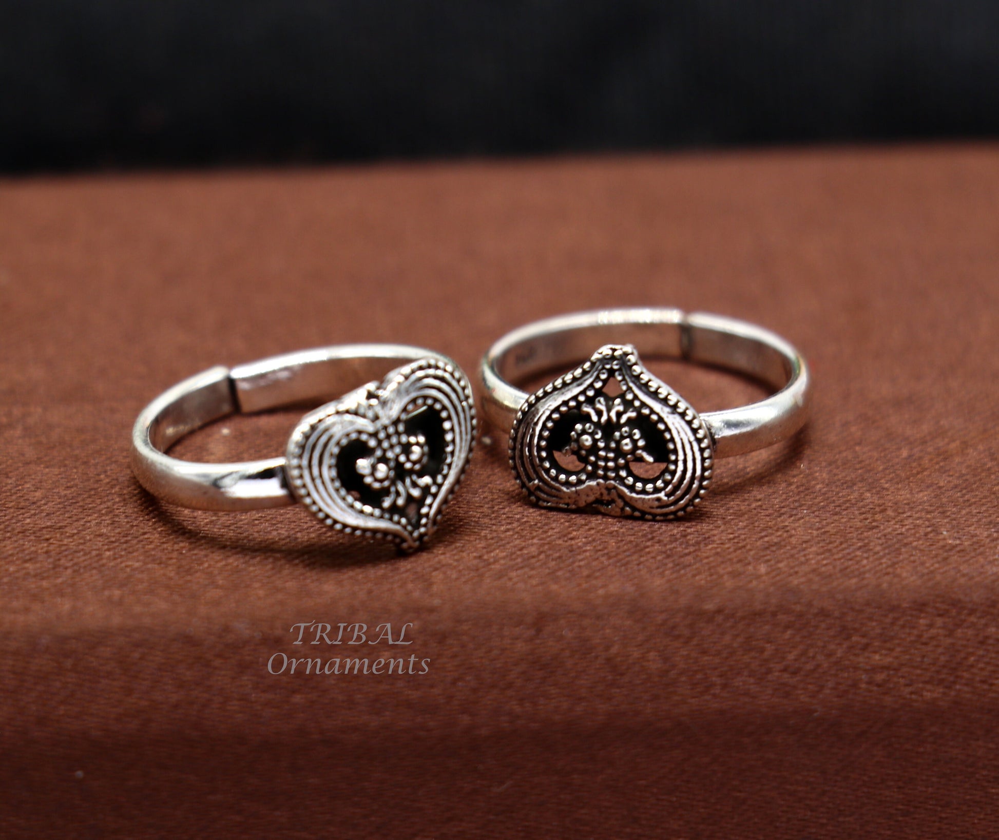 925 sterling silver gorgeous heart design handmade toe ring, toe band stylish women's brides jewelry, india traditional jewelry ytr51 - TRIBAL ORNAMENTS