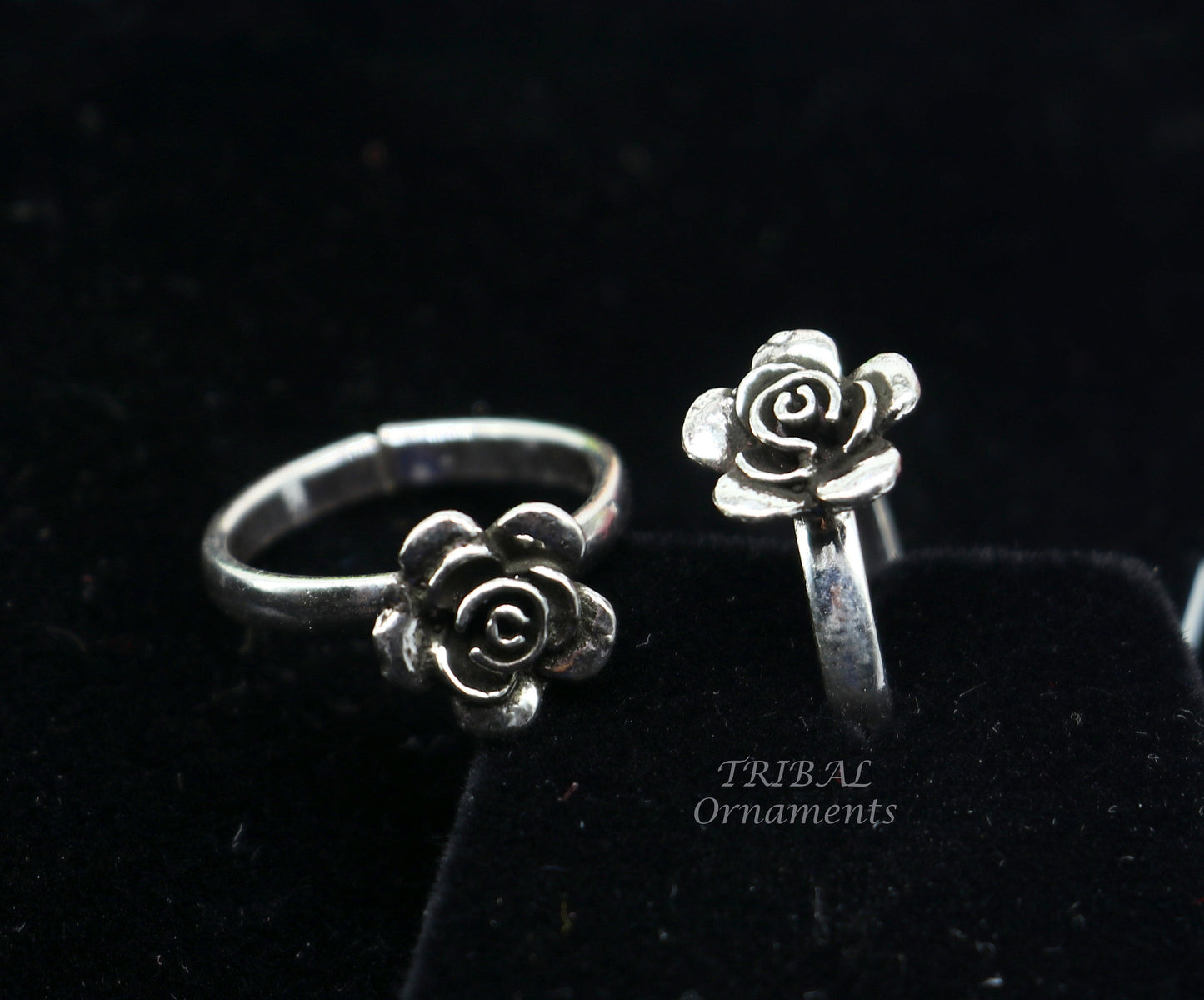 925 sterling silver handmade amazing rose flower design toe ring band tribal belly dance vintage style ethnic brides jewelry ytr35 - TRIBAL ORNAMENTS