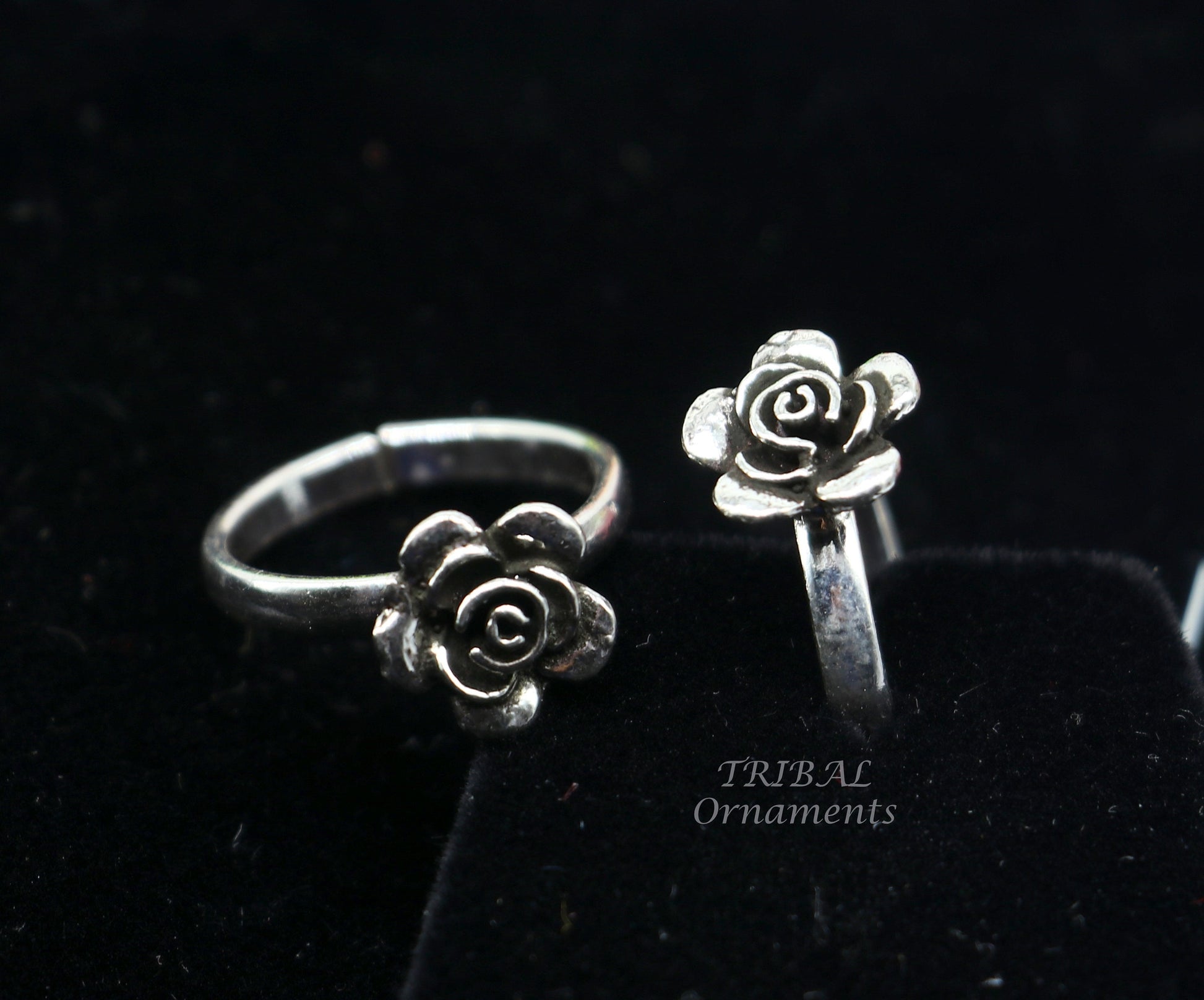 925 sterling silver handmade amazing rose flower design toe ring band tribal belly dance vintage style ethnic brides jewelry ytr35 - TRIBAL ORNAMENTS