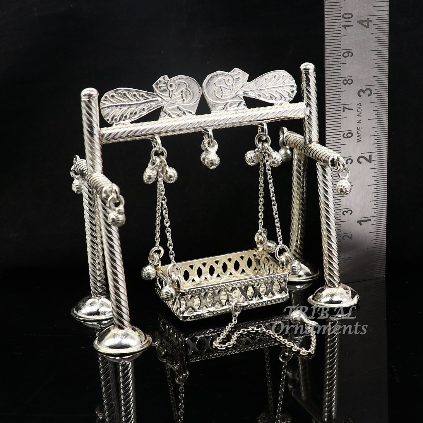 925 Sterling silver handmade Bal Gopala jhula, little Krishna swing, child krishan palana, silver jhula, laddu gopal jhula, silver art su928 - TRIBAL ORNAMENTS