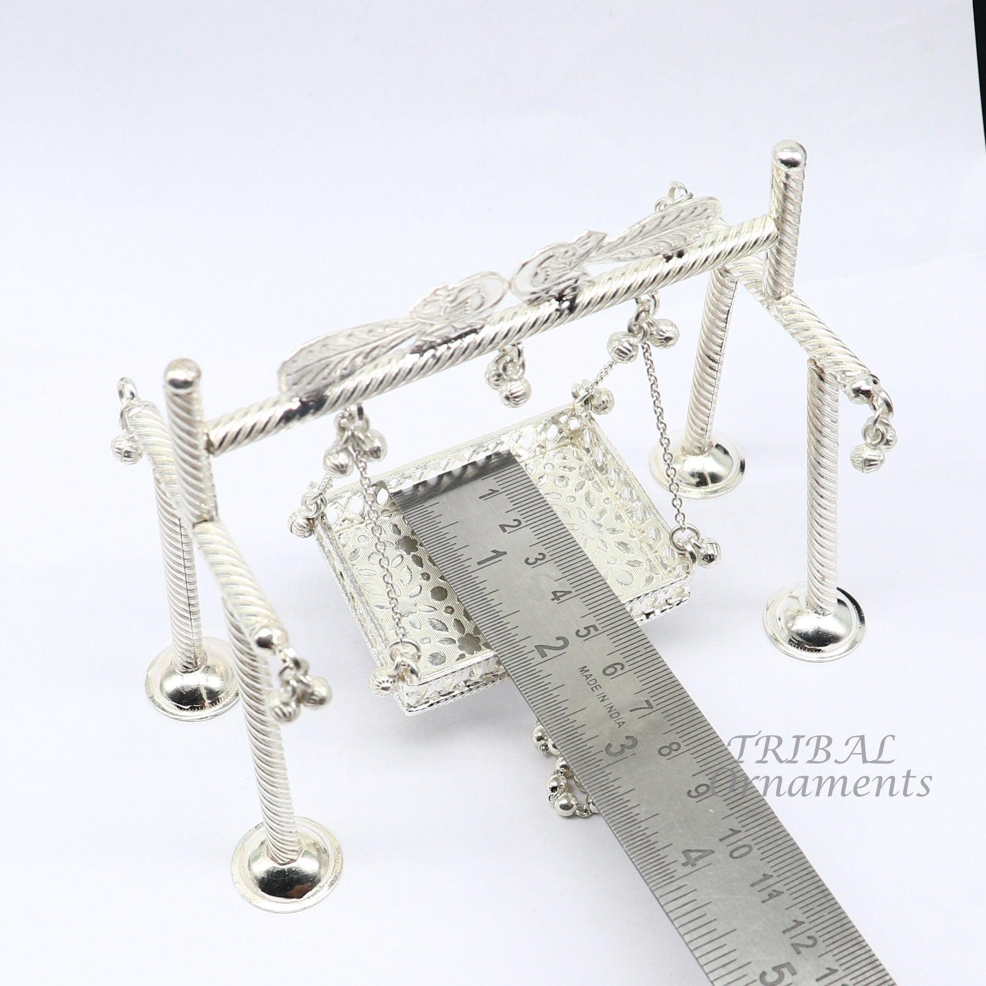 925 Sterling silver handmade Bal Gopala jhula, little Krishna swing, child krishan palana, silver jhula, laddu gopal jhula, silver art su942 - TRIBAL ORNAMENTS