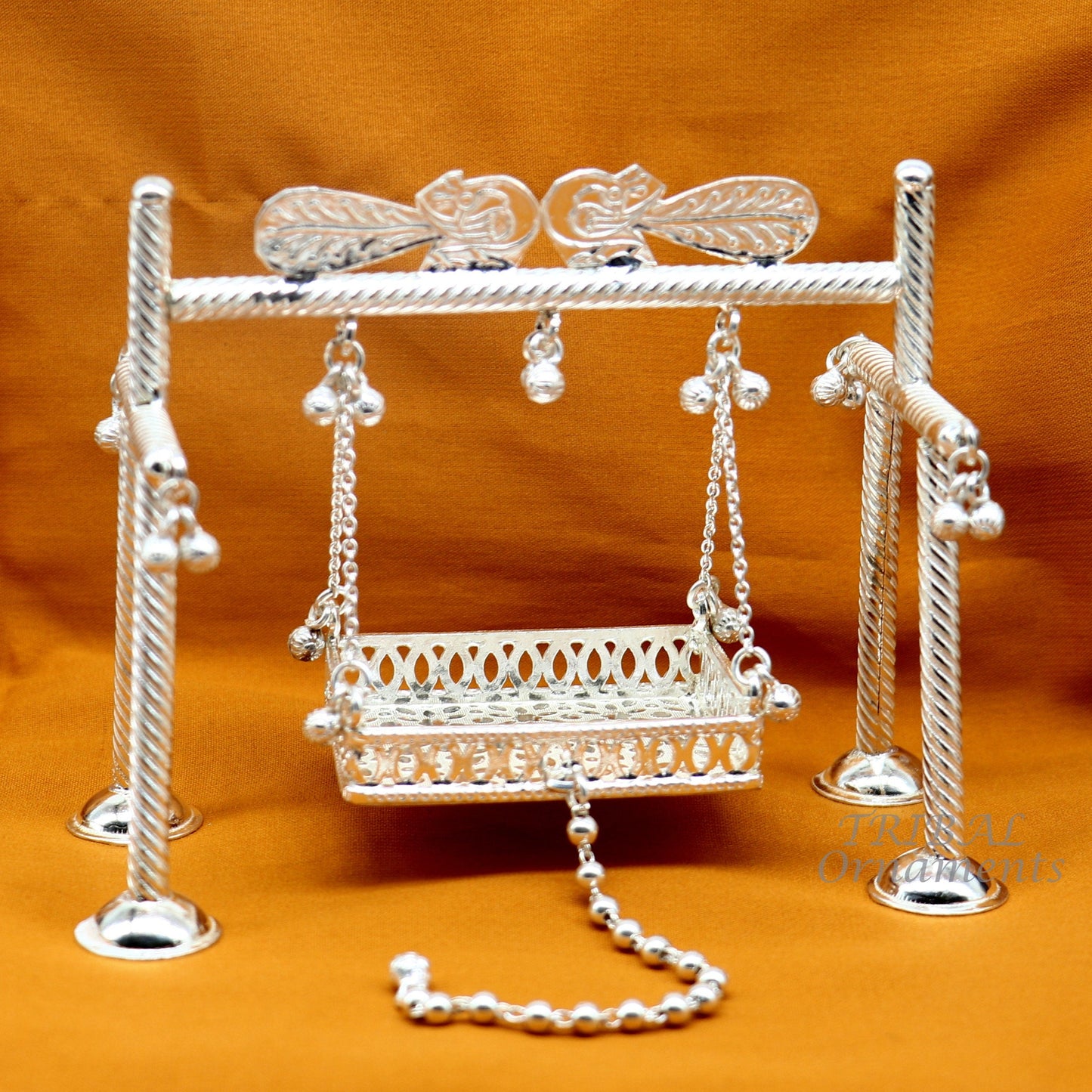 925 Sterling silver handmade Bal Gopala jhula, little Krishna swing, child krishan palana, silver jhula, laddu gopal jhula, silver art su942 - TRIBAL ORNAMENTS