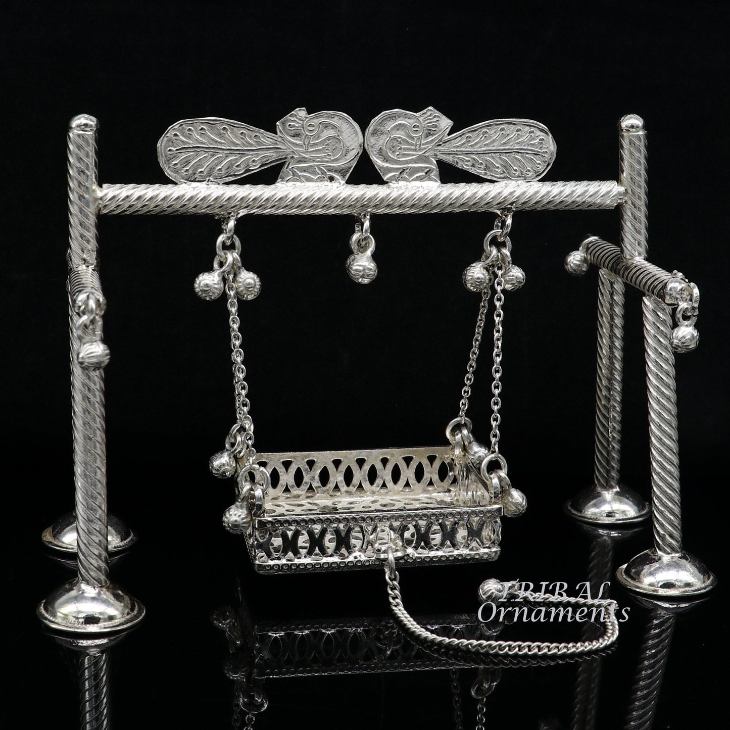 925 Sterling silver handmade Bal Gopala jhula, little Krishna swing, child krishan palana, silver jhula, laddu gopal jhula, silver art su943 - TRIBAL ORNAMENTS