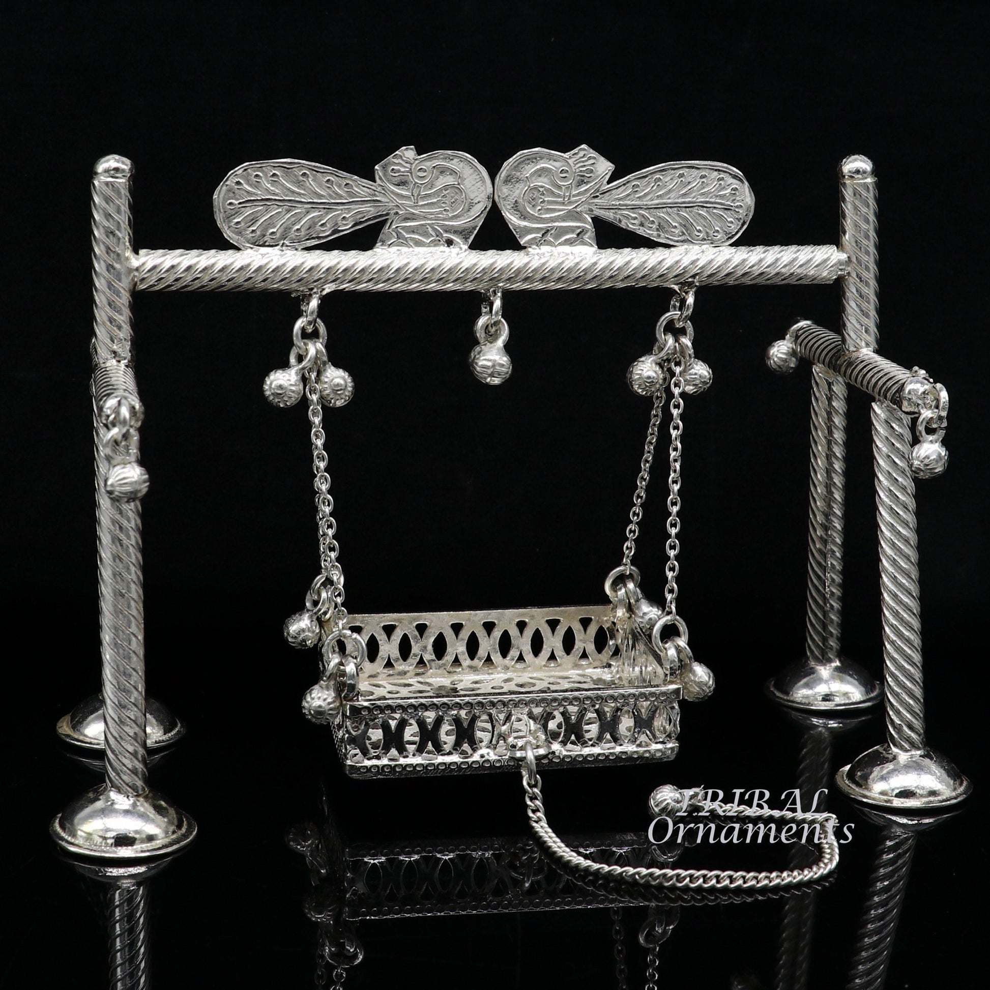 925 Sterling silver handmade Bal Gopala jhula, little Krishna swing, child krishan palana, silver jhula, laddu gopal jhula, silver art su943 - TRIBAL ORNAMENTS