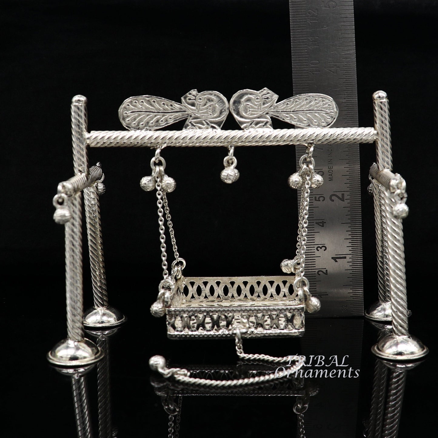 925 Sterling silver handmade Bal Gopala jhula, little Krishna swing, child krishan palana, silver jhula, laddu gopal jhula, silver art su943 - TRIBAL ORNAMENTS