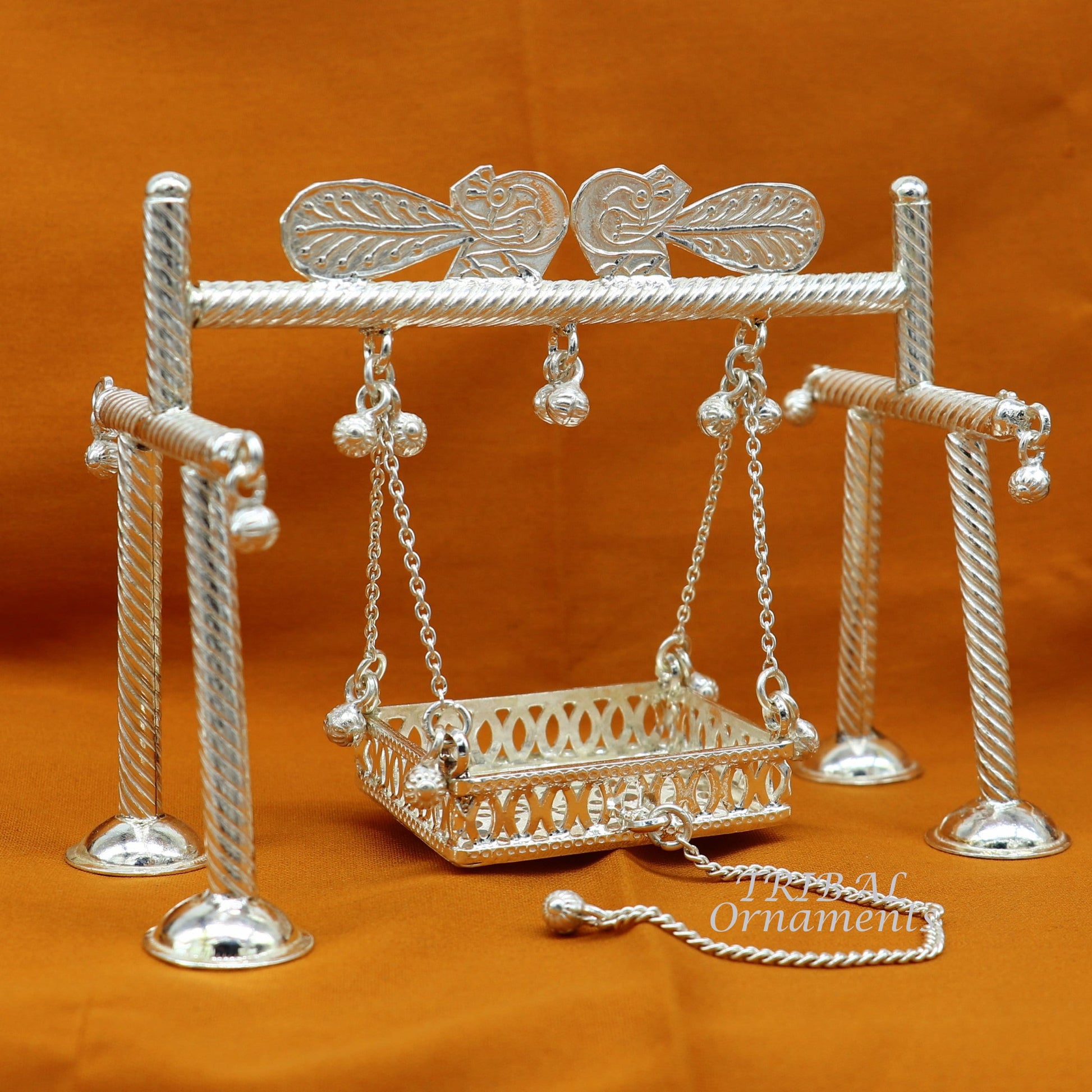 925 Sterling silver handmade Bal Gopala jhula, little Krishna swing, child krishan palana, silver jhula, laddu gopal jhula, silver art su943 - TRIBAL ORNAMENTS