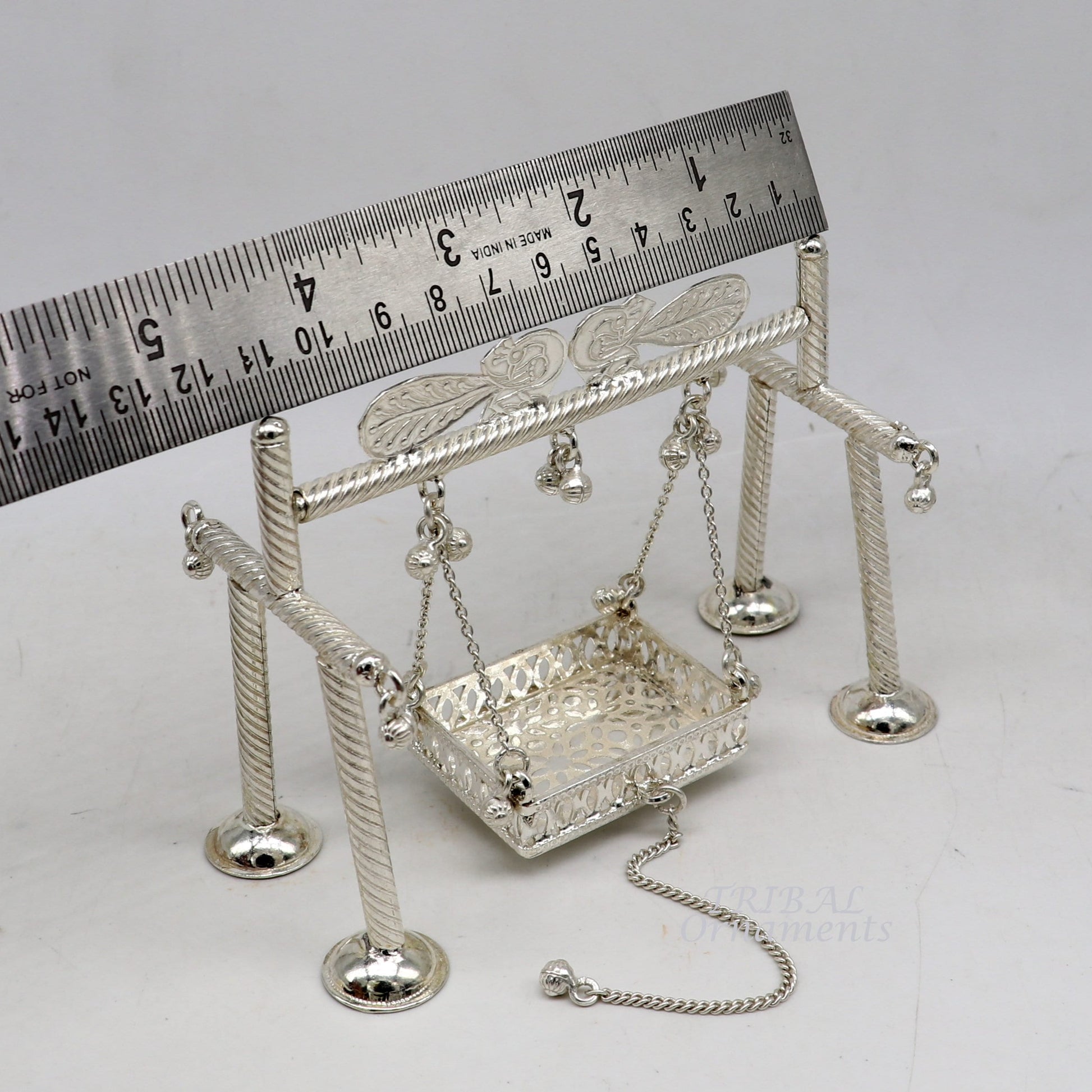 925 Sterling silver handmade Bal Gopala jhula, little Krishna swing, child krishan palana, silver jhula, laddu gopal jhula, silver art su943 - TRIBAL ORNAMENTS