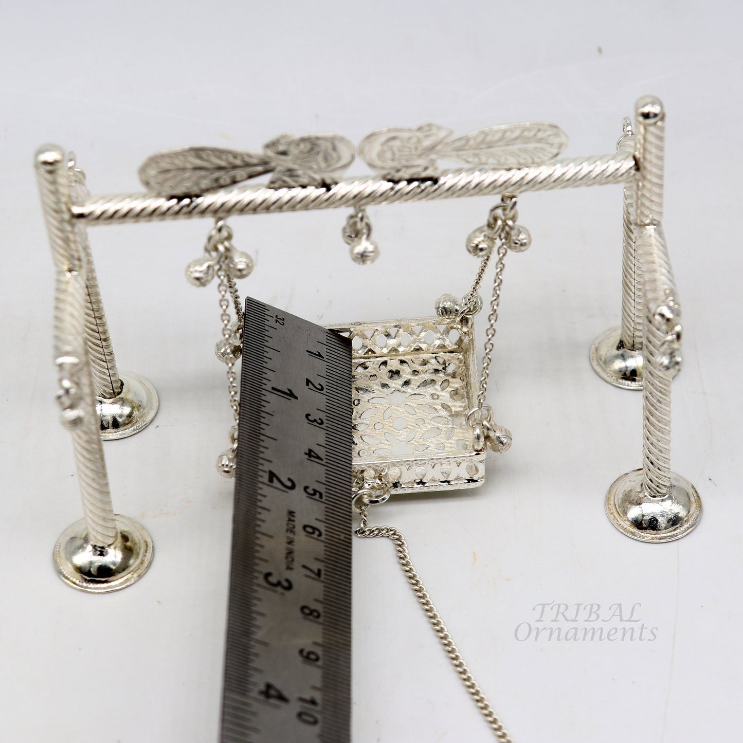 925 Sterling silver handmade Bal Gopala jhula, little Krishna swing, child krishan palana, silver jhula, laddu gopal jhula, silver art su943 - TRIBAL ORNAMENTS