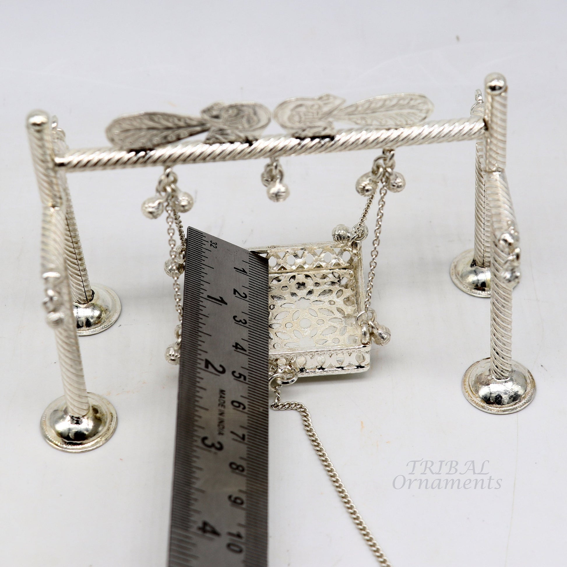 925 Sterling silver handmade Bal Gopala jhula, little Krishna swing, child krishan palana, silver jhula, laddu gopal jhula, silver art su943 - TRIBAL ORNAMENTS