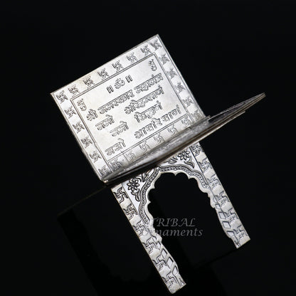 925 sterling silver handmade Divine Navkar Mantra jain mantra, shree sthapna ji namaskar mahamantra  page book with boot stand su956 - TRIBAL ORNAMENTS
