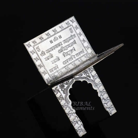 925 sterling silver handmade Divine Navkar Mantra jain mantra, shree sthapna ji namaskar mahamantra  page book with boot stand su956 - TRIBAL ORNAMENTS
