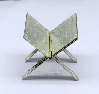 925 sterling silver handmade Divine Navkar Mantra jain mantra, shree sthapna ji namaskar mahamantra  page book with boot stand su956 - TRIBAL ORNAMENTS