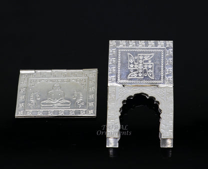 925 sterling silver handmade Divine Navkar Mantra jain mantra, shree sthapna ji namaskar mahamantra  page book with boot stand su956 - TRIBAL ORNAMENTS